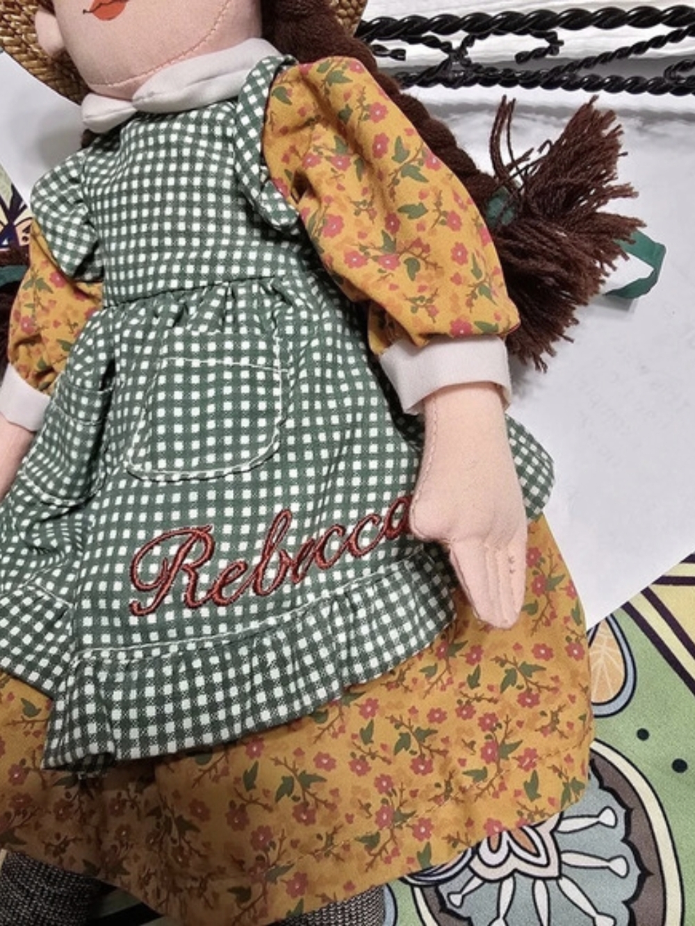 Handmade Rag Doll Green & Yellow - Picture 3 of 5